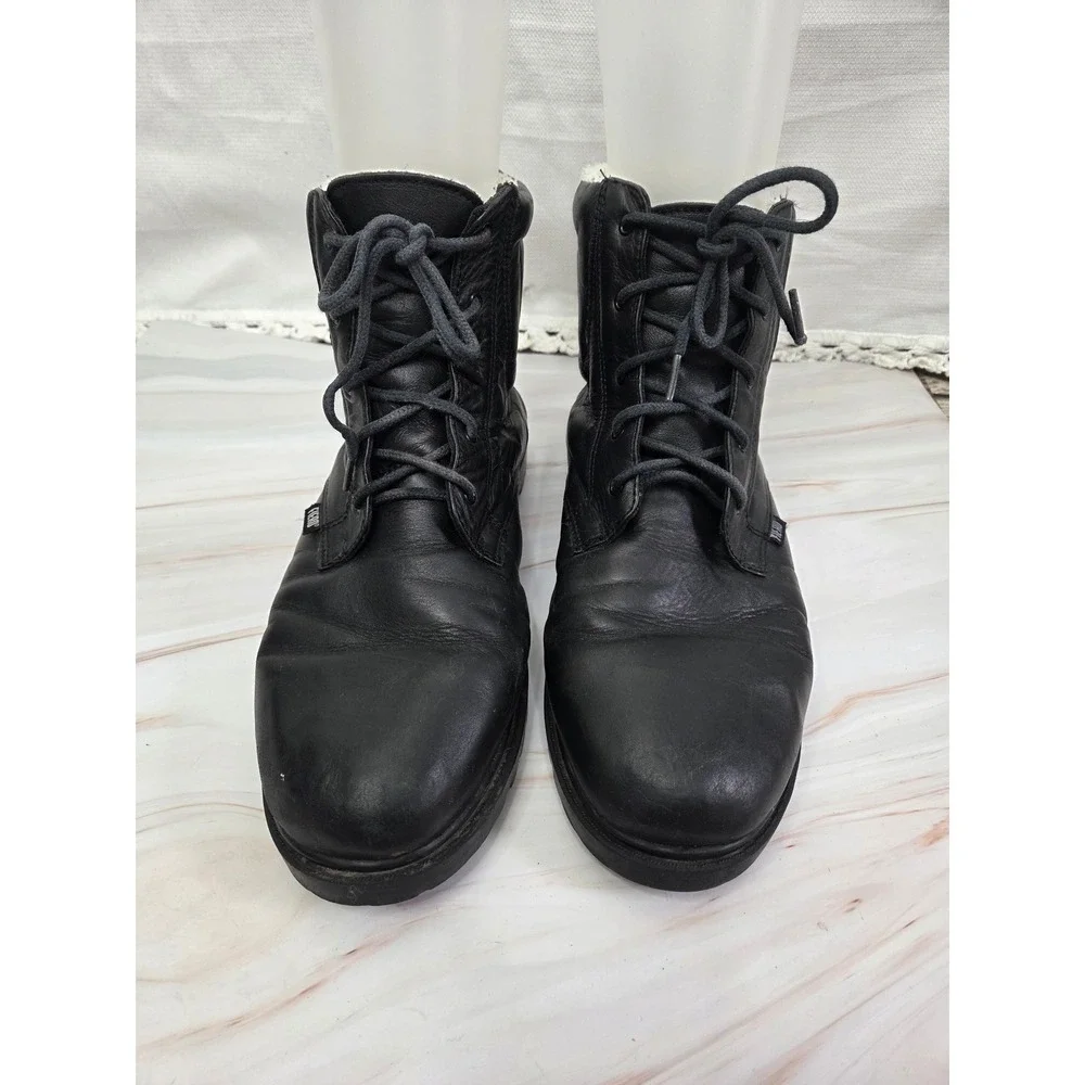 Fiero Mens Black Leather Lace Up Winter Boots Amazonas Rubber Sole Size 12.5
